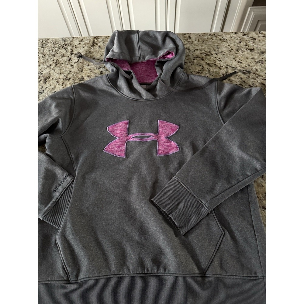 Under Armour Cold Gear Hoodie Gray‎ Pink Women's Large 5510